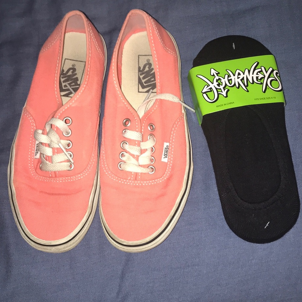 Coral vans and no show socks